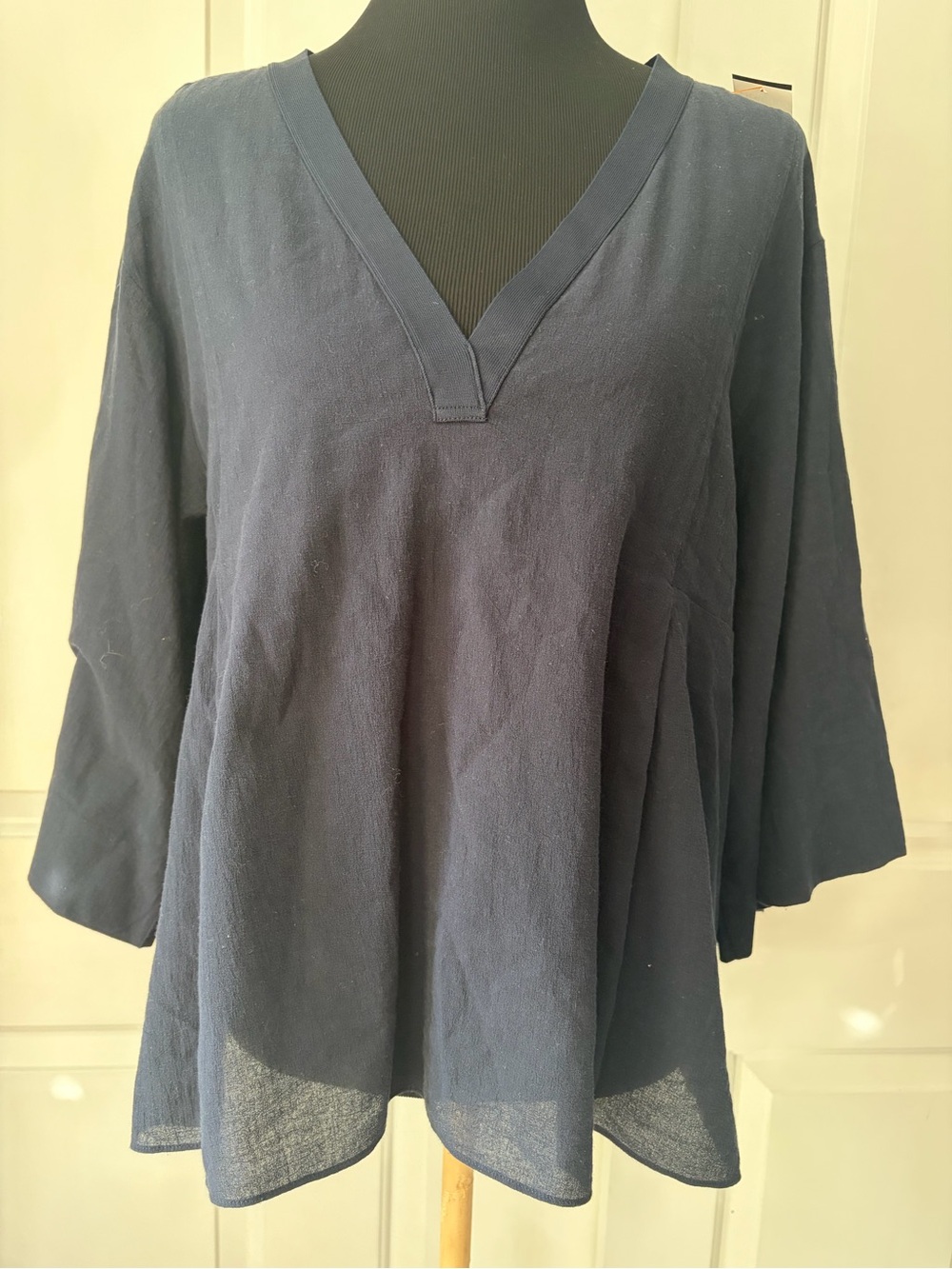 Women's Navy V-Neck Cotton Top